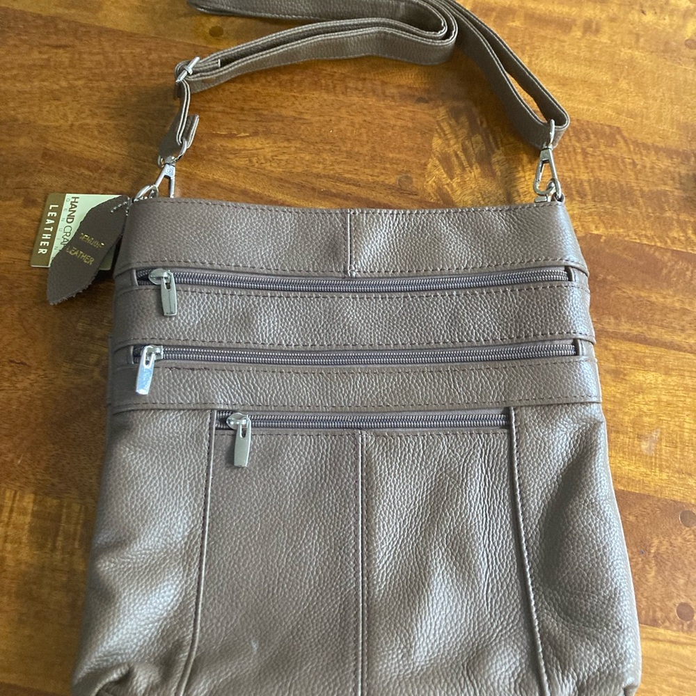 Stylish Taupe Leather Bag.